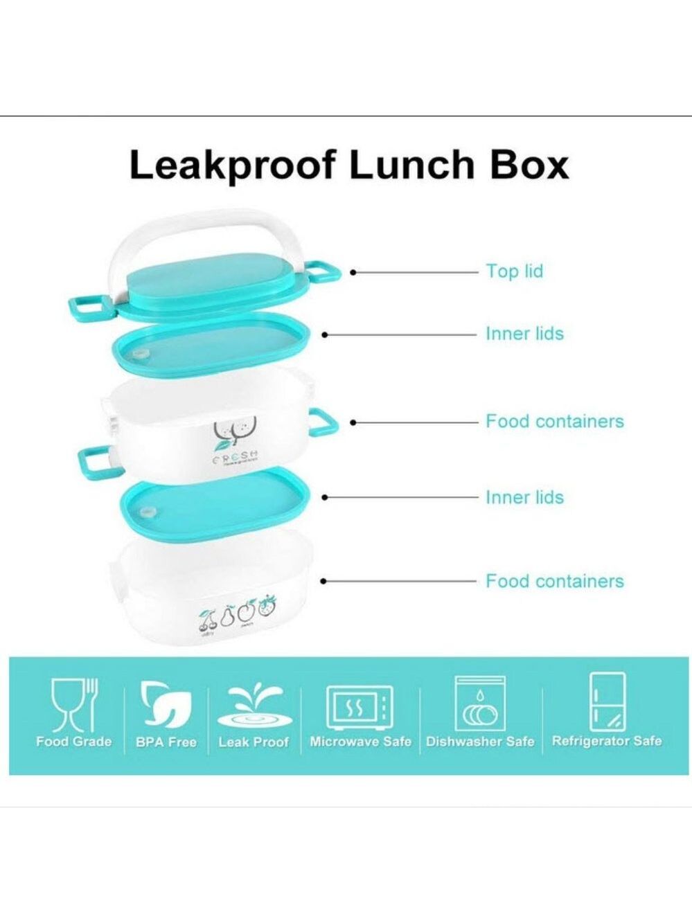 Double layer Bento box lunchbox lunch box - Picture 3 of 8